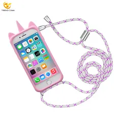 苹果iphone 7硅胶手机套尼龙项链