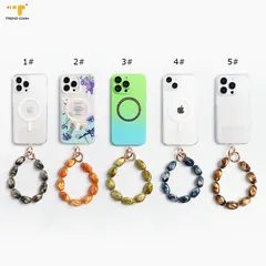 Woman phone case strap chain cord wrist Convenient logo short hand cell Wrist phone Beaded chain charm lanyard