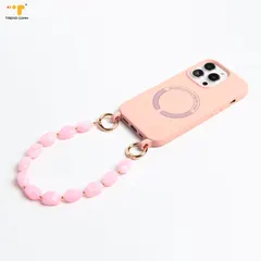 Universal custom mobile cell holder wrist strap with bead lanyard charms croc designer charme phone case