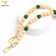 Custom Name Designer Wood Beads Phone Strap Lanyards Neck Strap Chain for iPhone Perfect Hanging Gift Mobile Phone Charm Chain