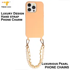 ２０２５Hot Sale Custom Wrist Double Chain Pearl DIY Leather Phone Strap Elegant Metal Chain for Mobile Phones
