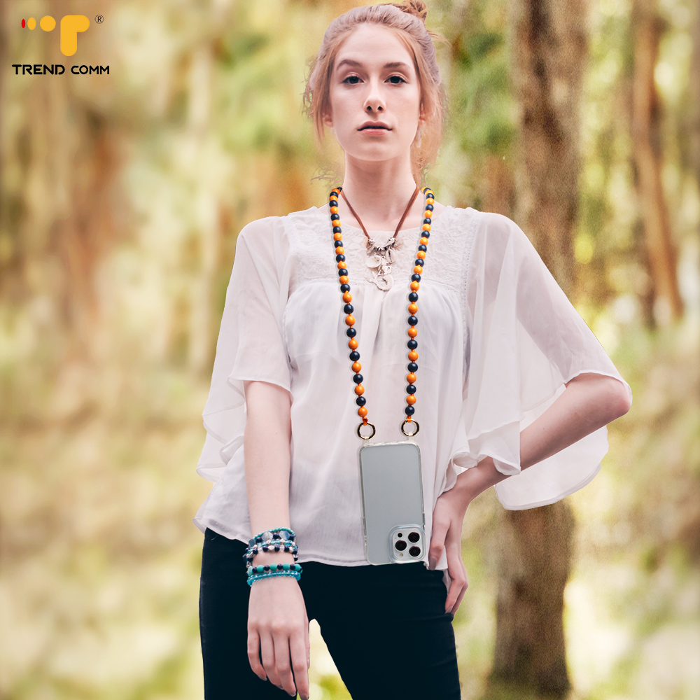 Custom Name Designer Wood Beads Phone Strap Lanyards Neck Strap Chain for iPhone Perfect Hanging Gift Mobile Phone Charm Chain