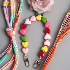 Customizable Universal heart Keychain Lanyard Cute Heart Design heart Mobile Phone Case Accessory Compatible for iPhone