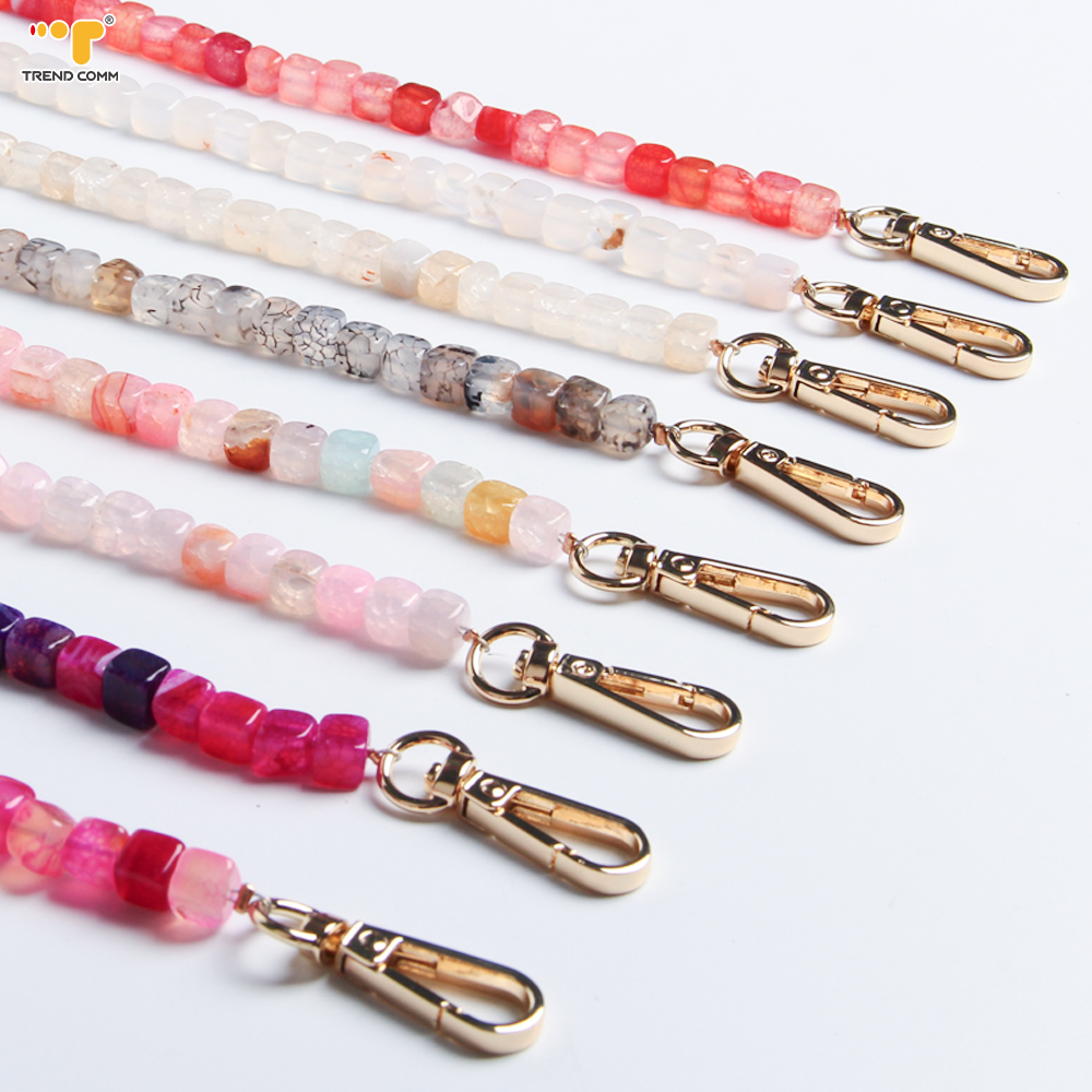 2025 Wholesale Handmade Fashion Jewelry Beaded Phone Charms Natural Stone Mobile Phone Lanyard Chain